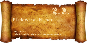 Mirkovics Miron névjegykártya